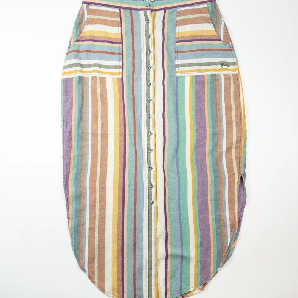 KAVU Striped Midi Skirt (Small)